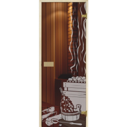 Фото Дверь GLASSHOUSE Eсonomy Line Sauna 1, Рисунок, Осина, 8 мм