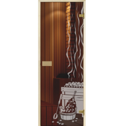 Фото Дверь GLASSHOUSE Eсonomy Line Sauna 2, Рисунок, Осина, 8 мм
