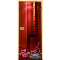 Фото Дверь GLASSHOUSE Eсonomy Line Sauna 5, Рисунок, Осина, 8 мм