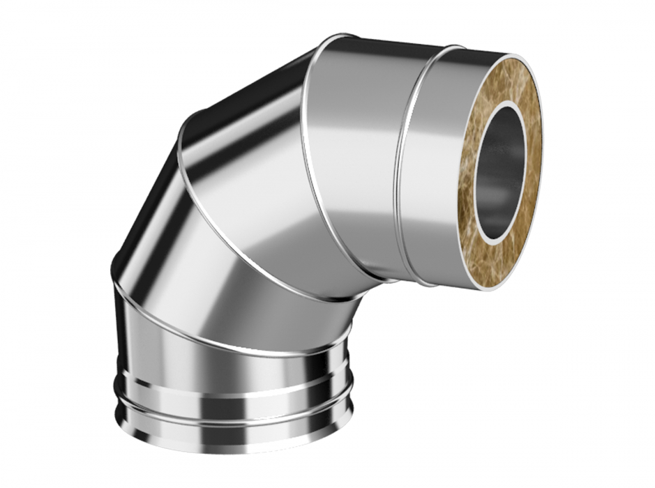 Колено сэндвича 90 для двухконтурной дымоходной трубы из нержавеющей стали зеркальной