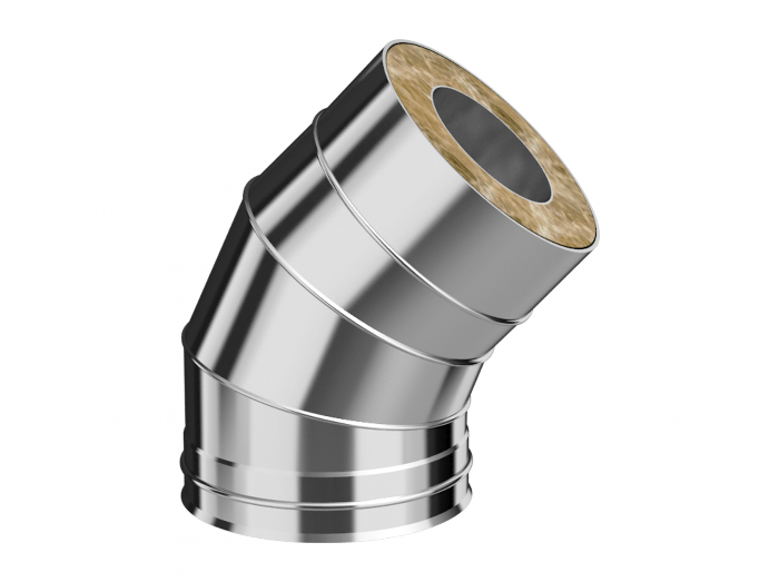 Колено сэндвича 135 для двухконтурной дымоходной трубы из нержавеющей стали зеркальной